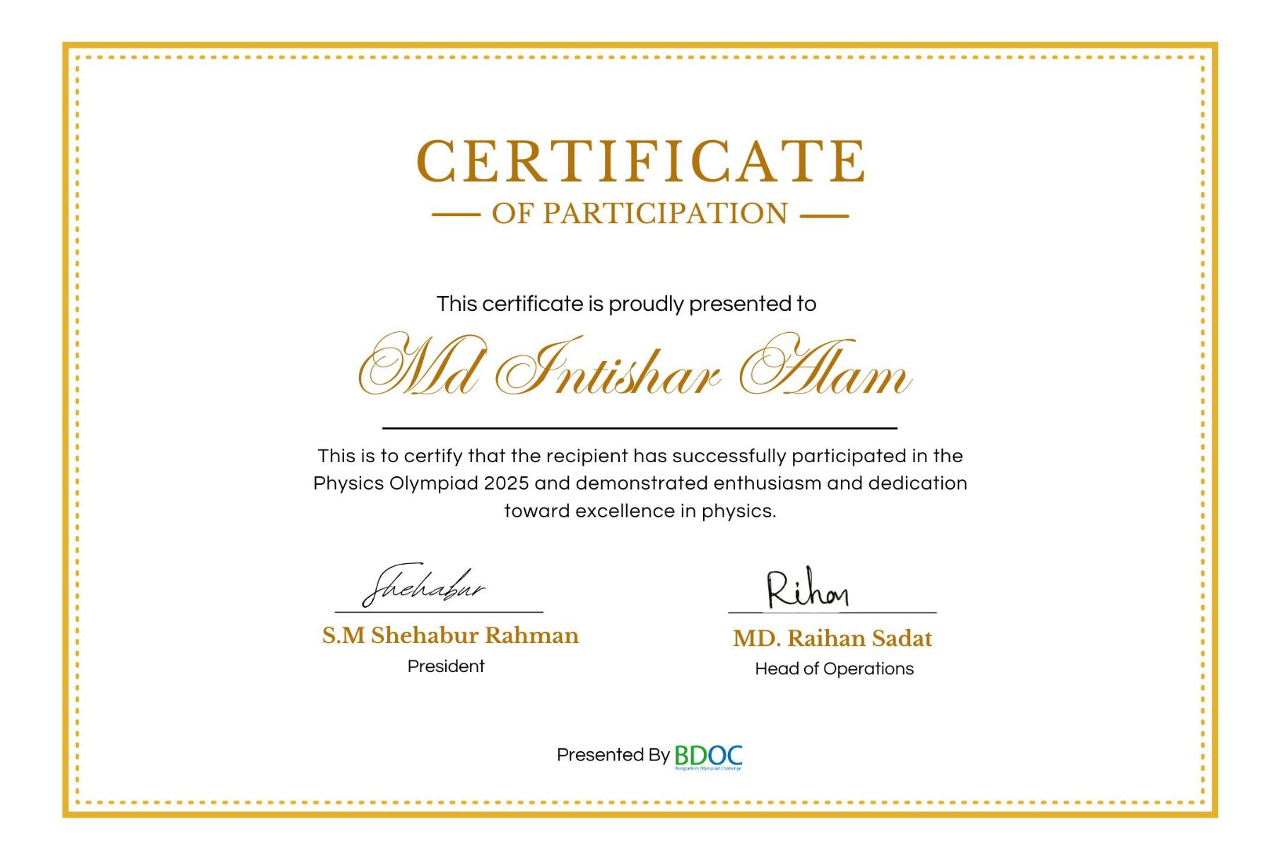 Certificate